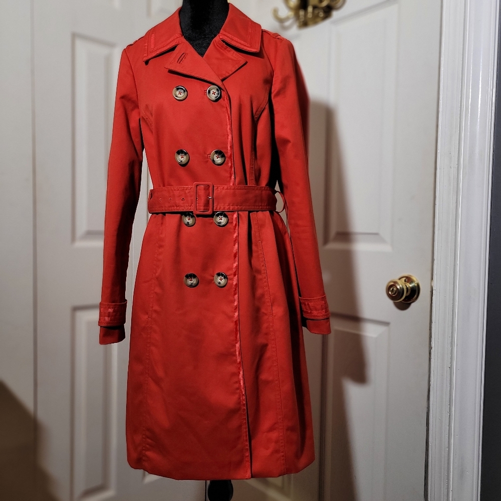 Boden Red Cotton Trench Coat - US Size 8